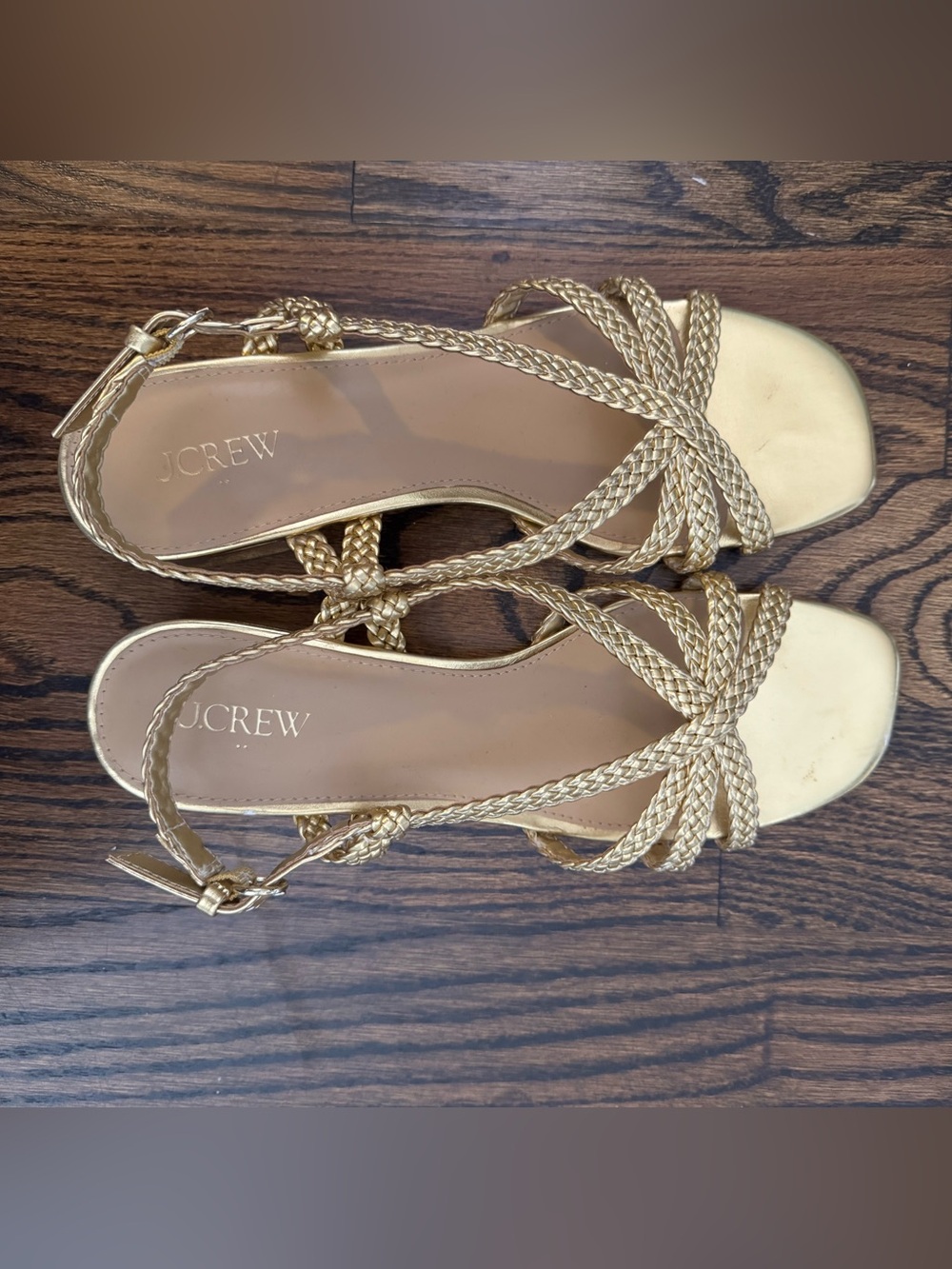J. Crew Braided Gold Strappy Sandals